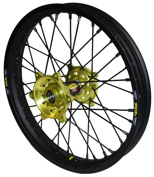 WHEEL REAR 2.15X18 YELLOW HUB BLK RIM/BLK SPOKE/BLK NIPPLE