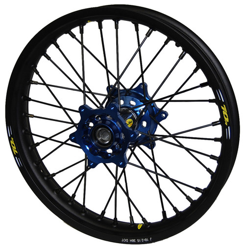 WHEEL REAR 2.15X18 BLUE HUB BLK RIM/BLK SPOKE/BLK NIPPLE
