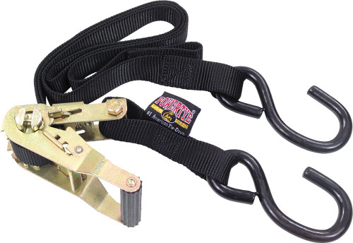 TIE-DOWN RATCHET S-HOOK 1"X6' BLACK PAIR