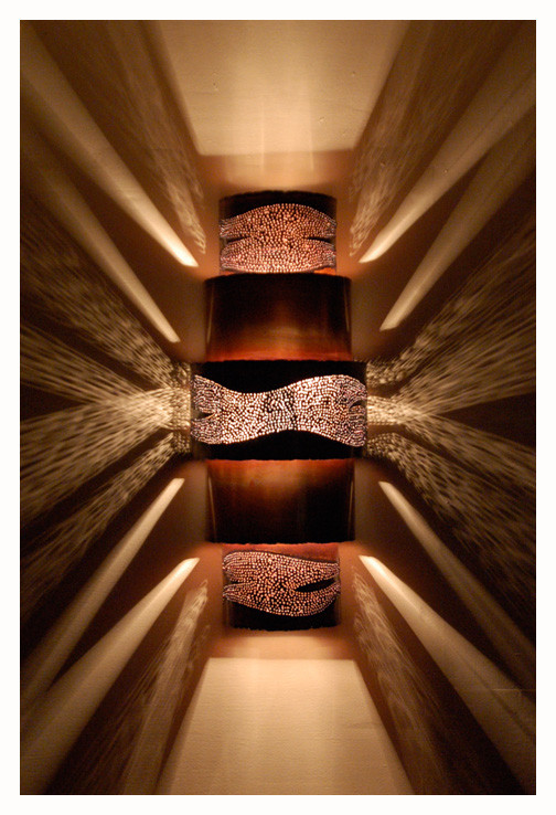 Unique Copper Ziggurat Wall Sconce Light | Contemporary