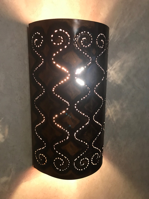 Burned Copper Squiggle Wall Sconce Light