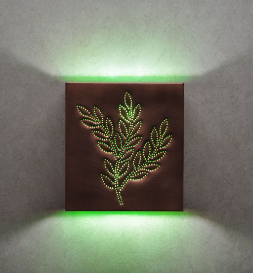 Dark Antique copper finish with green diffuser. 