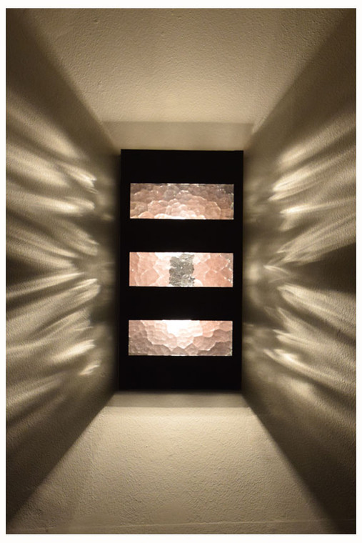The Slat wall sconce displays a great pattern on your wall when water glass is chosen.  We can even make it with water glass on the sides and another glass on the face as a custom order.