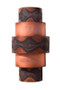 Burned Ziggurat Wall Sconce with edge flamed copper accent metal 9" x 22"