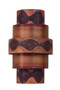 Burned Ziggurat Wall Sconce with edge flamed copper accent metal 8" x 22"