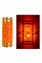 Stainless steel wall sconce with orange moire pattern diffuser