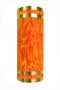 Stainless steel wall sconce with orange moire pattern diffuser