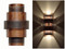 Day and night view of Lightcrafter's Five Tiered Ziggurat wall sconce.