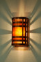 Column Wall Sconce. Light antique copper finish with amber mica.  Lighted.