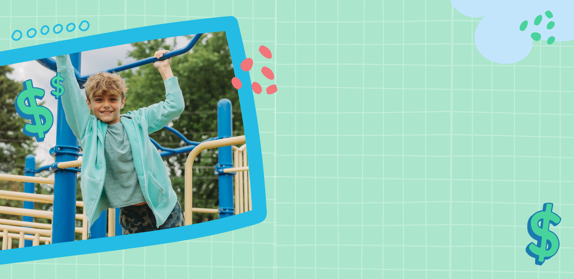 a boy playing on the jungle gym