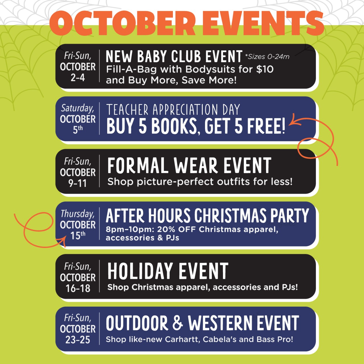 October Calendar of Events