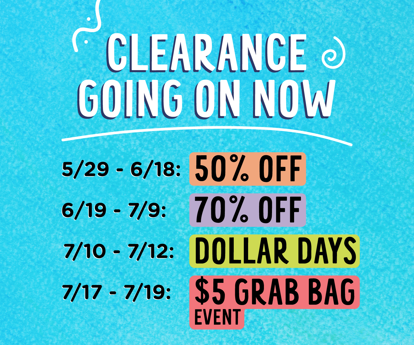 Clearance going on now
