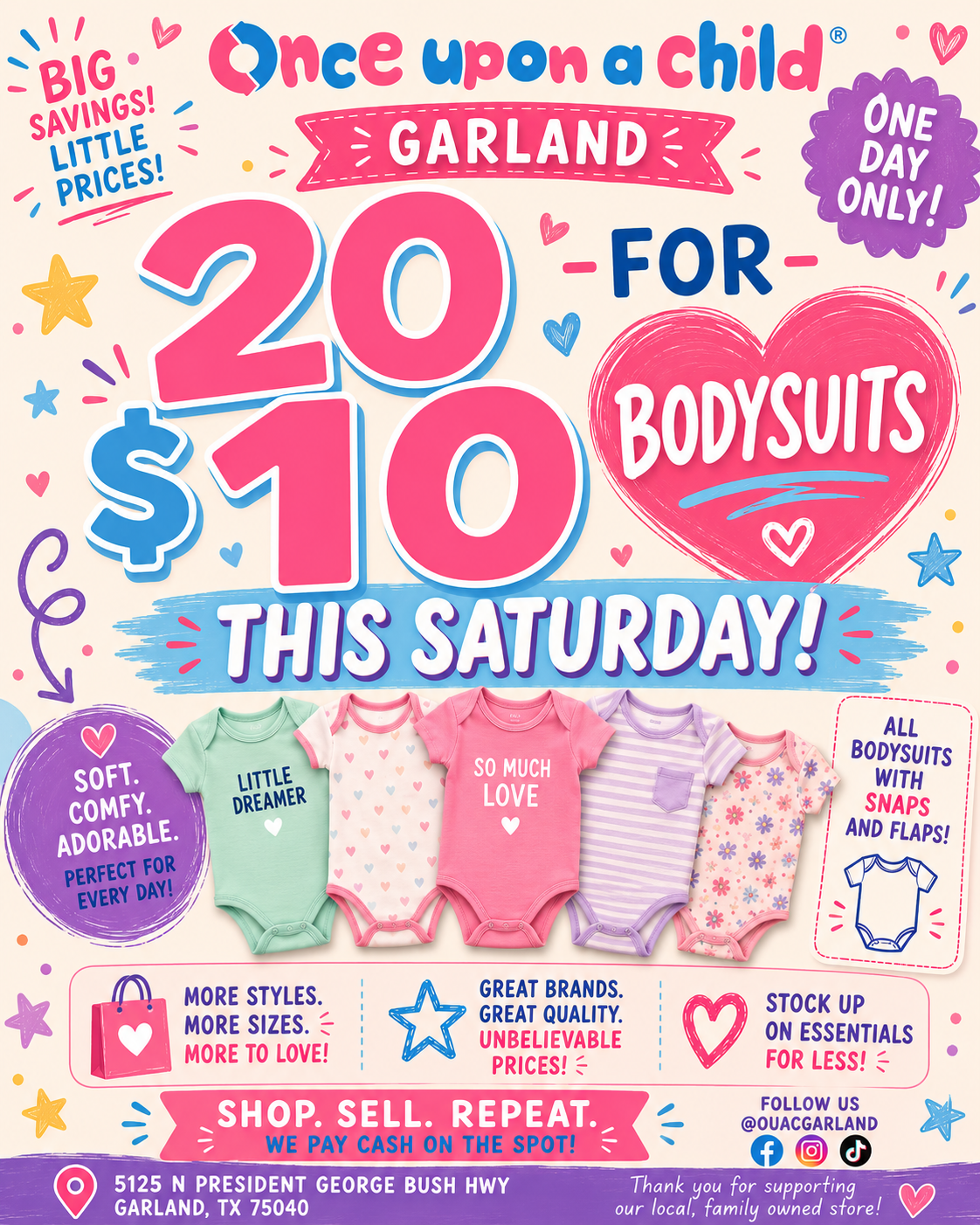 20 for $10 Bodysuit Event — Saturday, July 18!