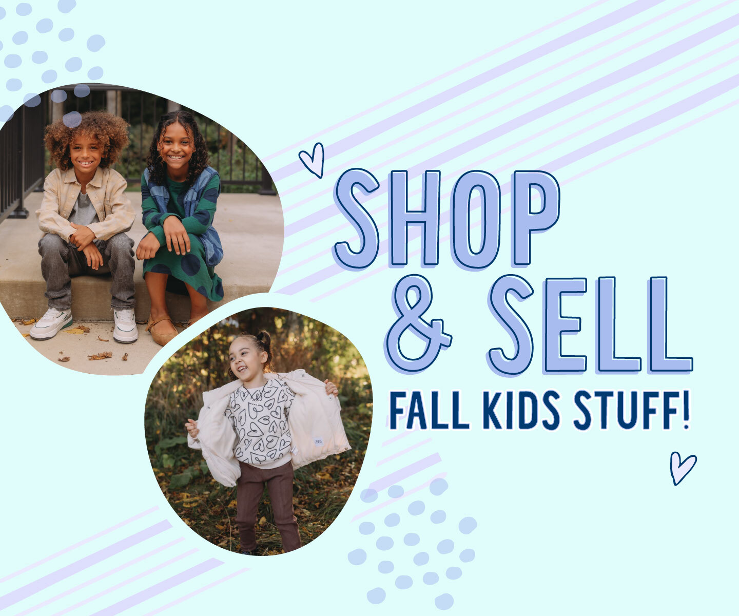 kids wearing fall clothes with the words shop and sell fall kids stuff