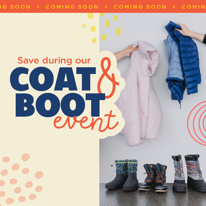A graphic for OUAC Sherwood Park's Coat & Boot Event, happening Aug 28, 29 and 30.