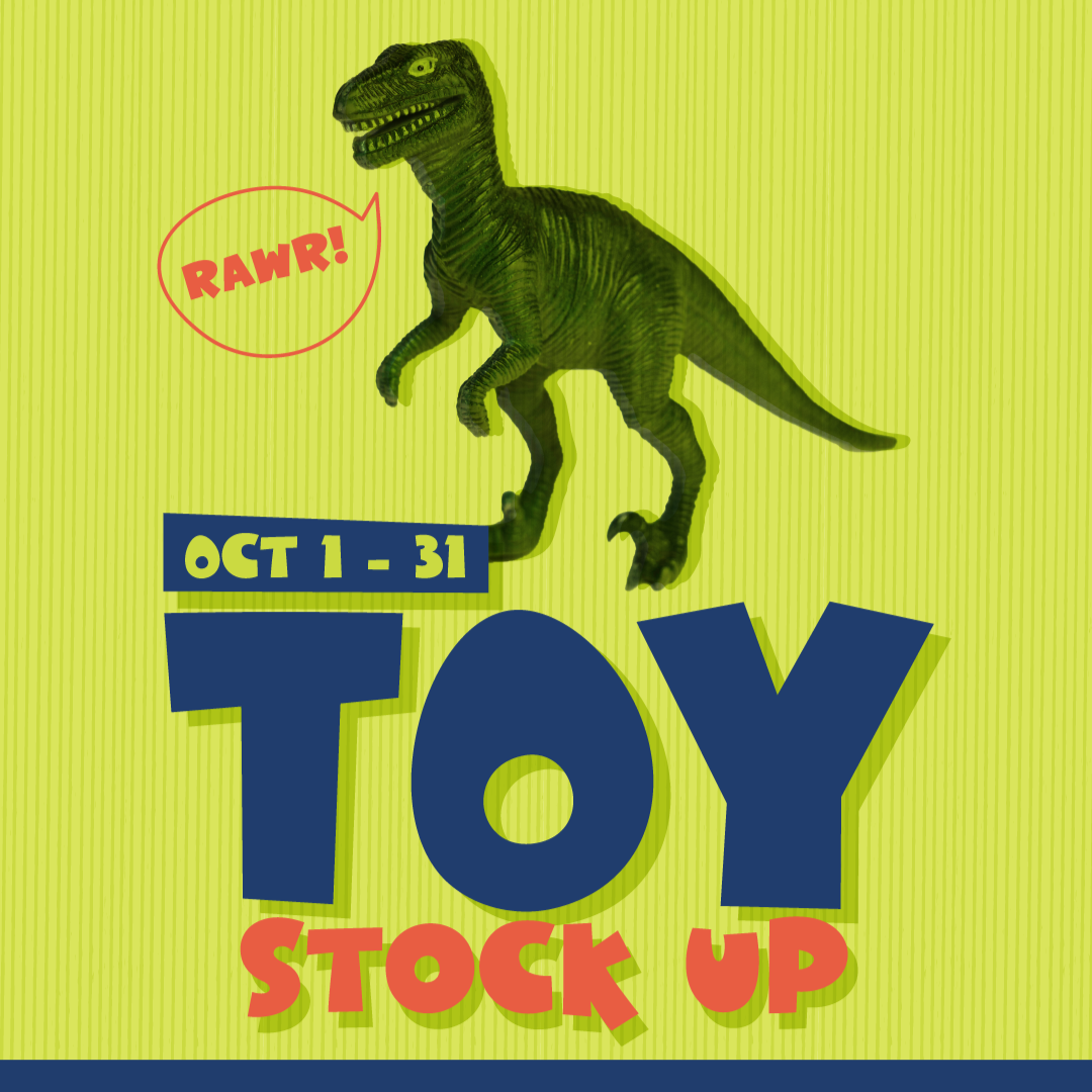 Toy stock up with green dinosaur roaring