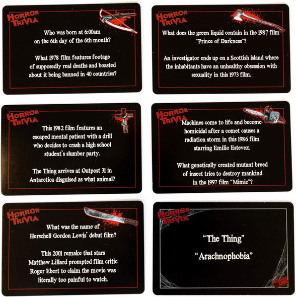 Horror Trivia Peggable Edition Party Game