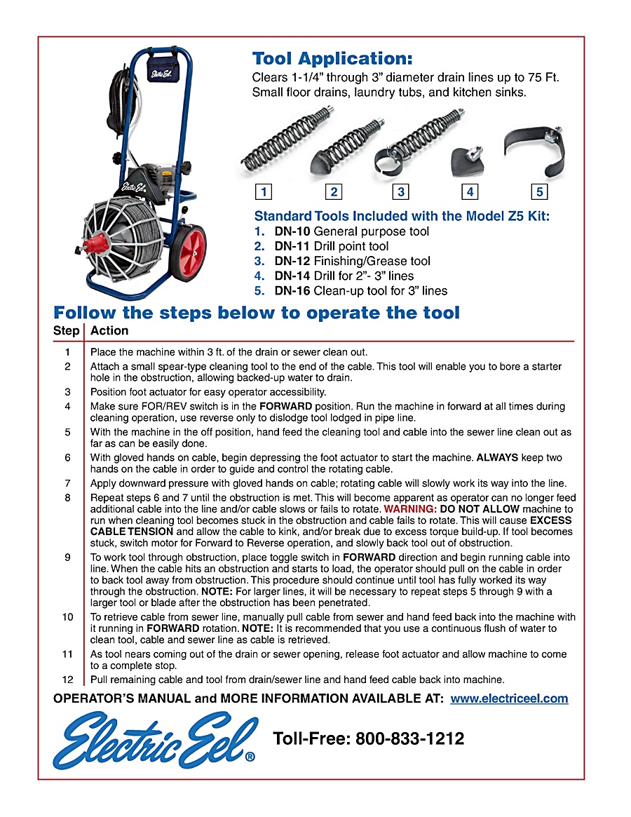 Drain Snake - 75' electric - Holmes Rental Station