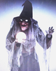 Life Size 68" Animated Soothsayer Witch Grasps a Mystical Ball Halloween Prop