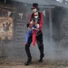 Life Size 7 Ft. Animated Cagey Rotten Ringmaster w/ Clown in Cage Halloween Prop