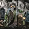 4' 10" Animated Light-up Corroded Skeleton Reaper Halloween Prop Decoration 58"