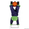 5 ft. Animated Light-Up Upside-Down Clown with Jack-O'-Lantern Halloween Pop Decoration