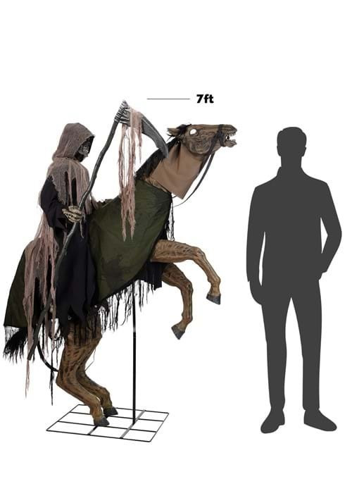 Life Size nearly 7 Ft. Animated Reaper's Ride On Horse Reaper Halloween Prop
