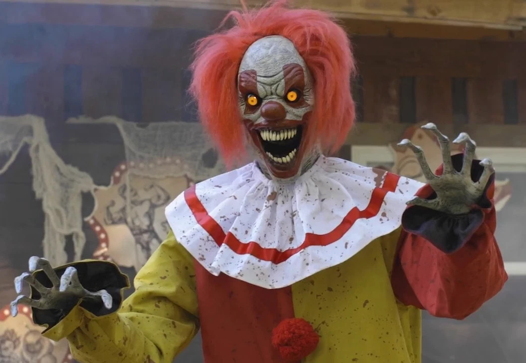 Life Size 7 Ft. Animated Pesky the Circus Clown Halloween Prop Decoration