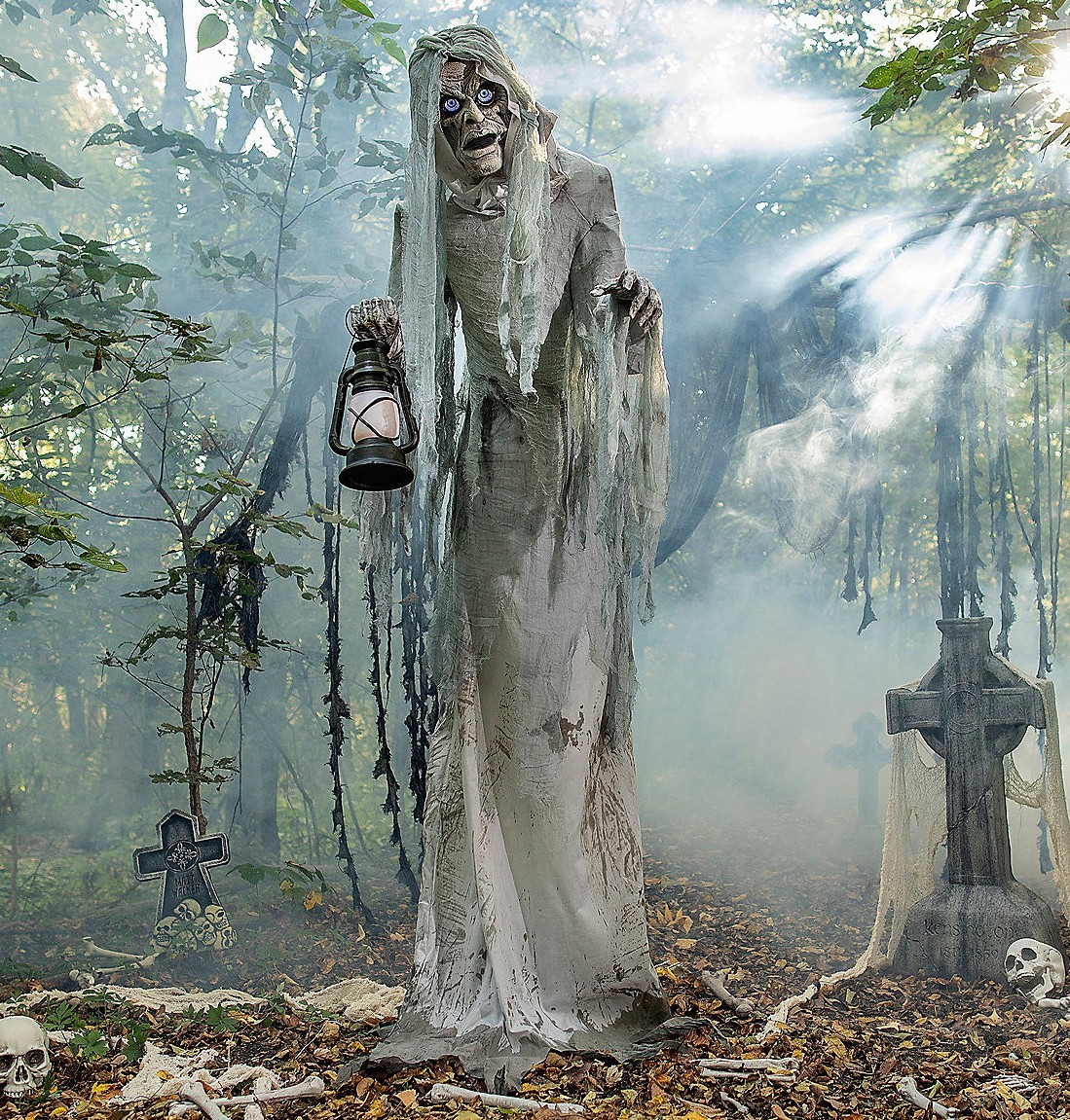 Life Size 7 Ft. Animated Wailing Phantom w/ Digital Eyes Halloween Prop Decor