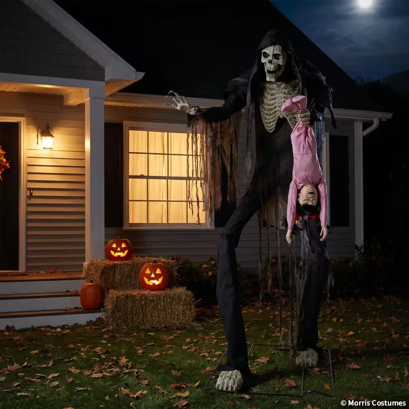 Life Size 7 Ft. Animated Towering Boogey Man w/ Child Halloween Prop