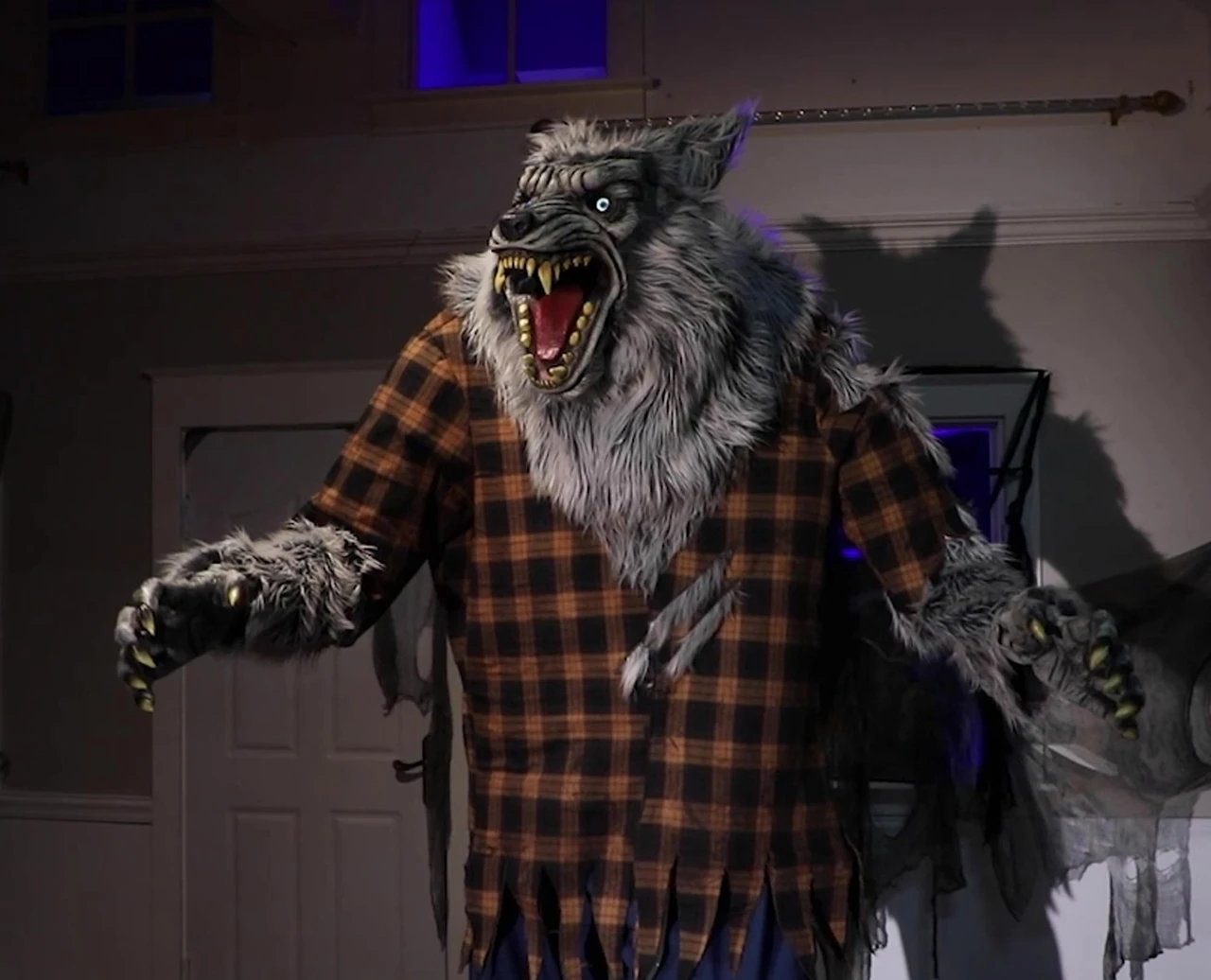 7.5 ft. Animated Hulking Werewolf with Digital Eyes & Sound Halloween Prop