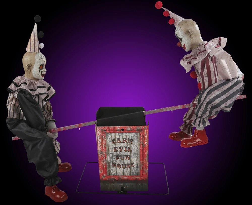 Animated See Saw Circus Clowns Playground Seesaw Haunted Halloween Prop Decoration