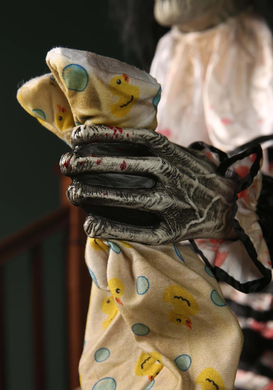 Life Size 7 Ft. Animated Sweet Dreams Creepy Clown w/ Child Halloween Prop