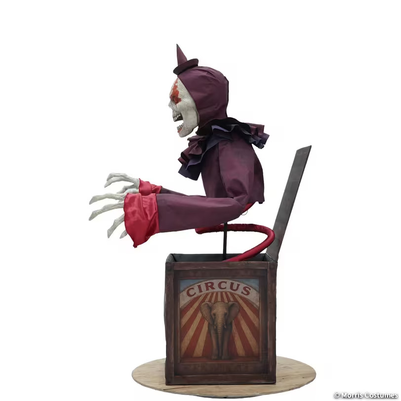 5 Ft. Animated Skeleton Clown Mechanical Jack-in-the-Box Halloween Prop