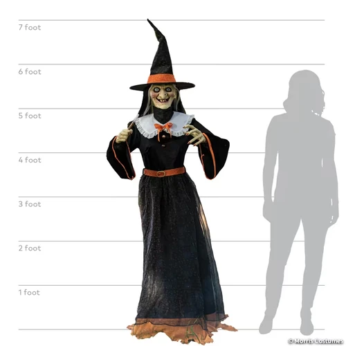 Life Size 7 Ft. Animated Whimsical Wicked Witch Halloween Prop Decoration