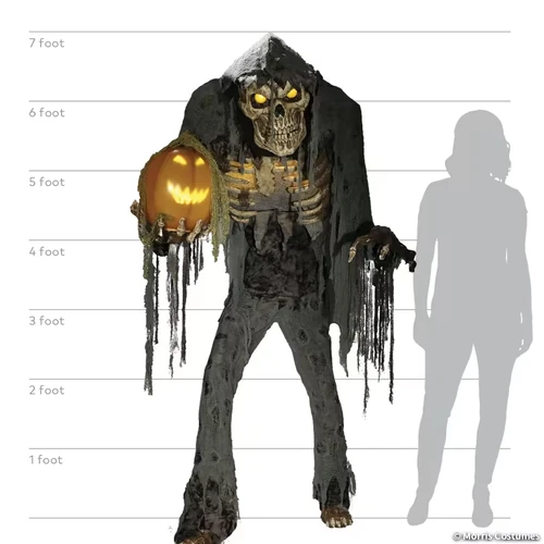 7' Life Size Animated Prowling Jack Stalker Reaper w/ Pumpkin Halloween Prop