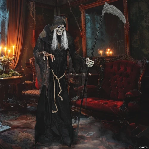 Life Size 6 Ft. Animated Lunging Reaper w/ Digital Eyes Halloween Prop Decor