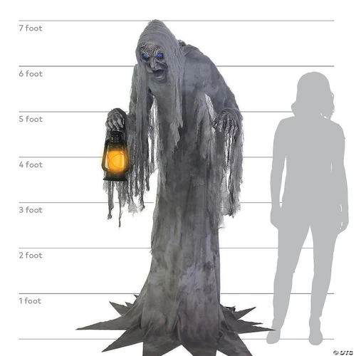 Life Size 7 Ft. Animated Wailing Phantom w/ Digital Eyes Halloween Prop Decor