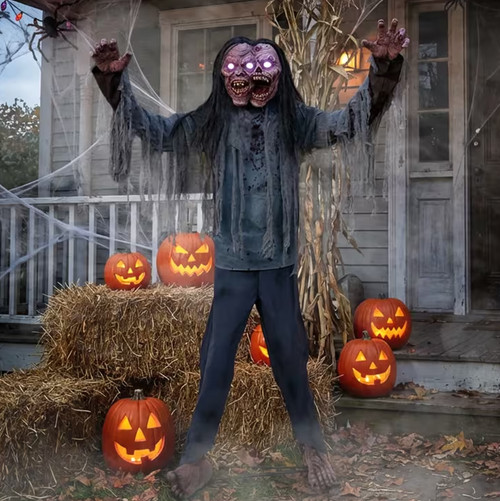 6 Ft. Animated Jack & Jill Zombie Light-up Eyes Halloween Prop Decor