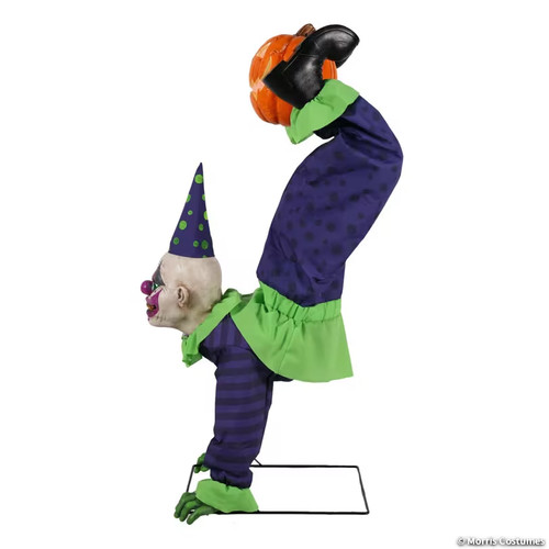 5 ft. Animated Light-Up Upside-Down Clown with Jack-O'-Lantern Halloween Pop Decoration