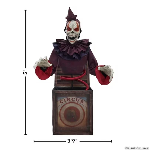 5 Ft. Animated Skeleton Clown Mechanical Jack-in-the-Box Halloween Prop