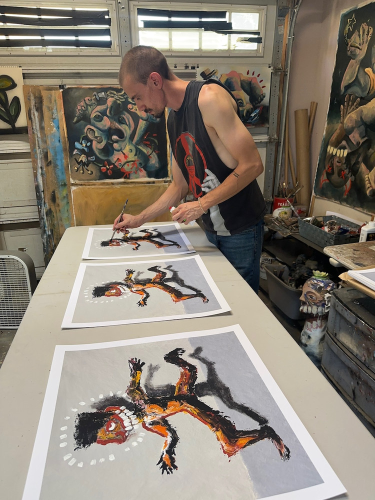 “ALMOST THERE (RUNNING MAN)” Hand Embellished by Jerry Blessing Jr.