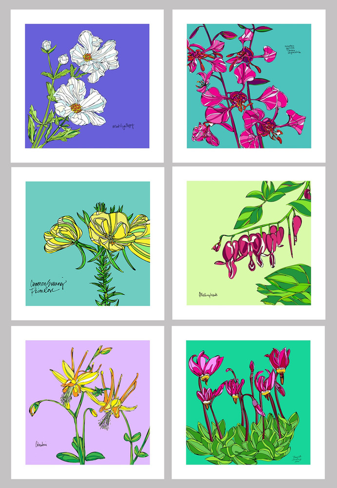 Set of 6 Flowers by Andrea LaHue aka Random Act