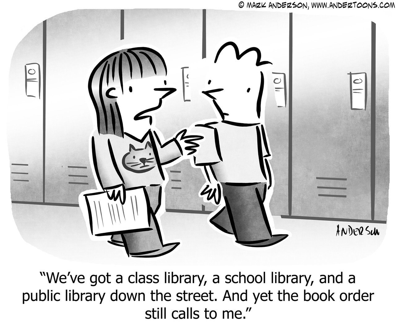 school library cartoon