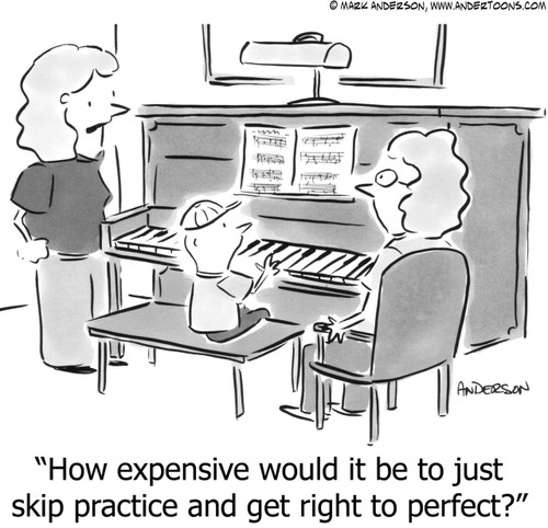 Music Cartoon # 3315 - How expensive would it be to just skip practice and get right to perfect?