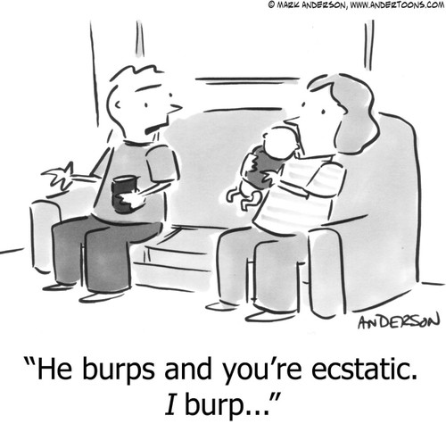 Baby Cartoon # 3602 - He burps and you're ecstatic. I burp...