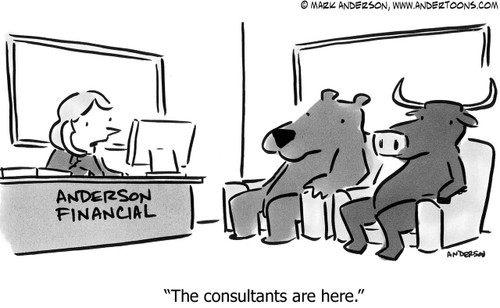 Stock Cartoon # 4807 - The consultants are here.