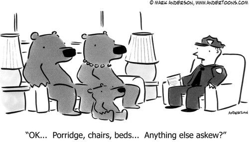 Bear Cartoon # 5214 - OK, porridge, chairs, beds... Anything else askew?