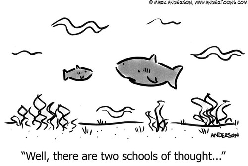 Fish Cartoon # 5842 - Well, there are two schools of thought...