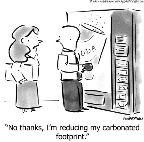 Office Cartoon # 6062 - No thanks, I'm reducing my carbonated footprint.
